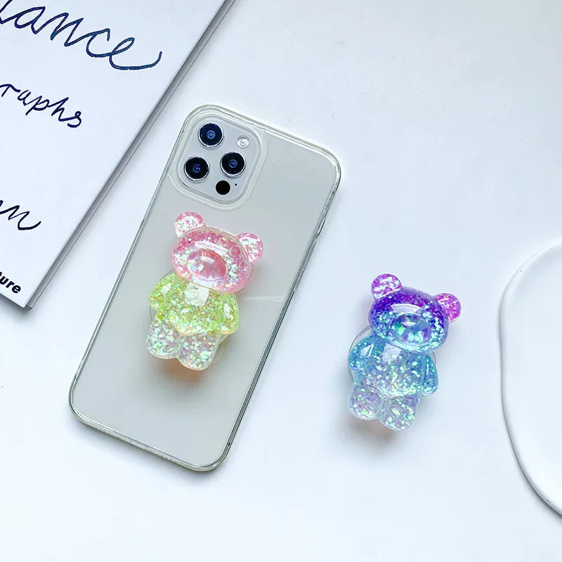 Bear Mobile Phone Airbag Bracket Fresh Style Sequin Air Cushion Stable Portable Soarror Drama Artifact Support Ins