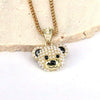 Bear Pendant Necklace Copper Mixed Gem Inlay Electroplating Jewelry