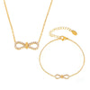 Beautiful Niche Double Clavicle Necklace Bracelet Set Stainless Steel With Zircon Pvd Electroplating For Women Literary Style