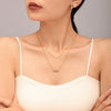 Beautiful Niche Double Clavicle Necklace Bracelet Set Stainless Steel With Zircon Pvd Electroplating For Women Literary Style