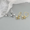 Bee Shaped Zircon Inlaid 925 Sterling Silver Earrings With Electroplated Geometric Design Fashion Jewelry