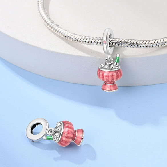 Beer Glass Pendant Beads Silver Plated Dripping Oil Original Design Diy Jewelry Accessories