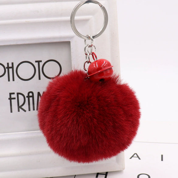 Bell Fur Ball Plush Keychain Pendant For Wholesale