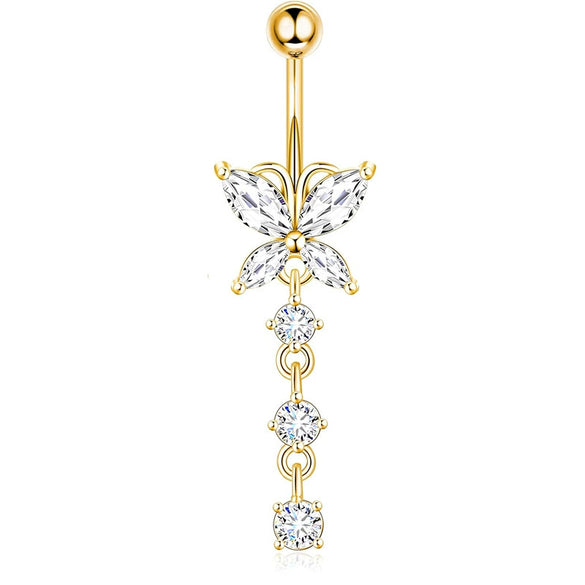 Belly Button Ring Set Stainless Steel Heartshaped Geometric Style Electroplated Body Piercing Jewelry