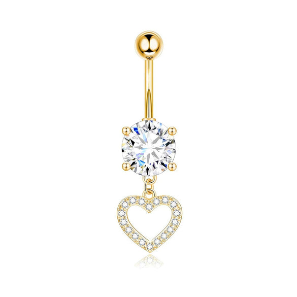 Belly Button Ring Set Stainless Steel Heartshaped Geometric Style Electroplated Body Piercing Jewelry