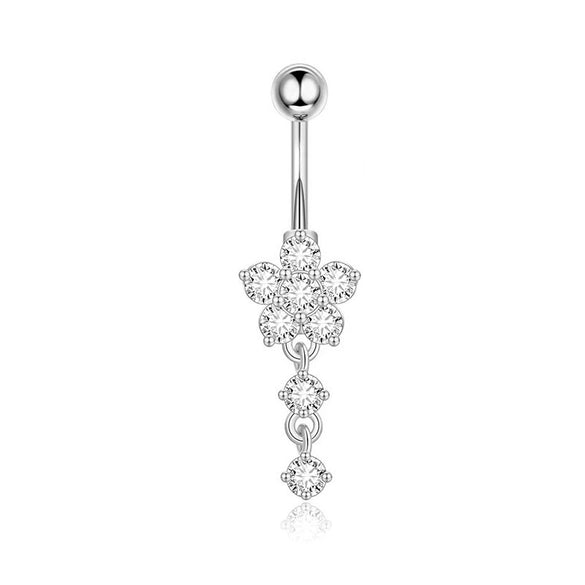 Belly Button Ring Set Stainless Steel Heartshaped Geometric Style Electroplated Body Piercing Jewelry