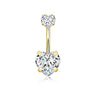 Belly Button Ring Stainless Steel Copper Inlaid Zircon Constellation Electroplating Heart Shaped Water Drop Style For Women
