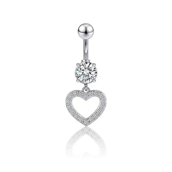 Belly Button Ring Stainless Steel Copper Inlaid Zircon Constellation Electroplating Heart Shaped Water Drop Style For Women