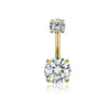 Belly Button Ring Stainless Steel Copper Inlaid Zircon Constellation Electroplating Heart Shaped Water Drop Style For Women