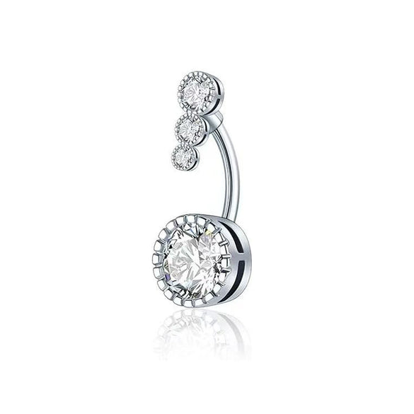 Belly Button Ring Stainless Steel Copper Inlaid Zircon Constellation Electroplating Heart Shaped Water Drop Style For Women