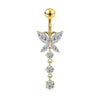 Belly Button Ring Stainless Steel Copper Inlaid Zircon Constellation Electroplating Heart Shaped Water Drop Style For Women