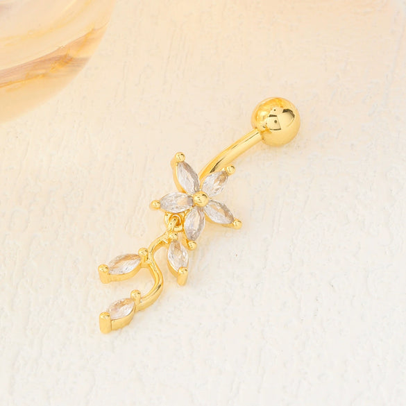 Belly Button Ring Stainless Steel Flower Electroplating Women's Jewelry