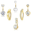 Belly Button Ring Stainless Steel Inlaid Zircon Geometric Style Electroplating Body Piercing Jewelry Set