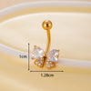 Belly Button Ring Stainless Steel Microinlaid Zircon Love Bow Women's Fashion Electroplating