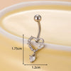 Belly Button Ring Stainless Steel Microinlaid Zircon Love Bow Women's Fashion Electroplating