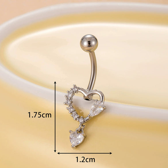 Belly Button Ring Stainless Steel Microinlaid Zircon Love Bow Women's Fashion Electroplating