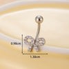Belly Button Ring Stainless Steel Microinlaid Zircon Love Bow Women's Fashion Electroplating