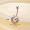 Belly Button Ring Stainless Steel Microinlaid Zircon Love Bow Women's Fashion Electroplating