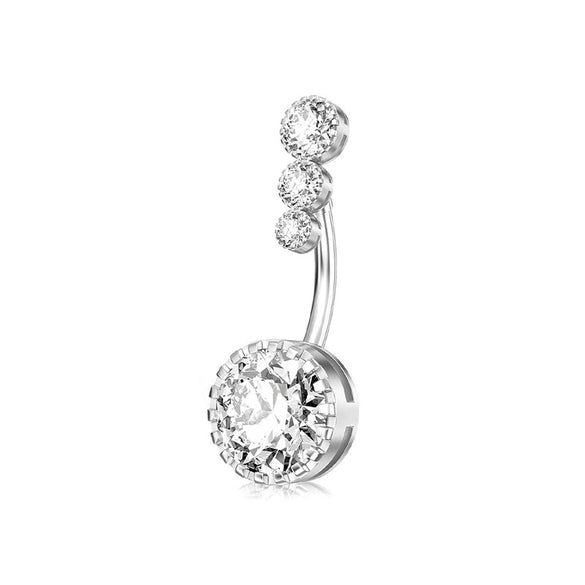 Belly Button Ring Stainless Steel Zircon Geometric Electroplating Unisex Body Puncture Jewelry Set
