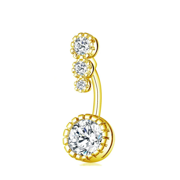 Belly Button Ring Stainless Steel Zircon Geometric Electroplating Unisex Body Puncture Jewelry Set