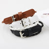 Belt Buckle Bracelet Pu Leather Double Ring Geometric Woven Ladies Fashion Jewelry