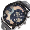 Belt Watch Alloy Leather Stainless Steel Round Dial Military Business Style