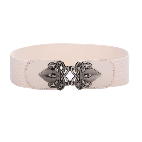 Belt Women's Wide Elastic Alloy Buckle Weaving Decorative