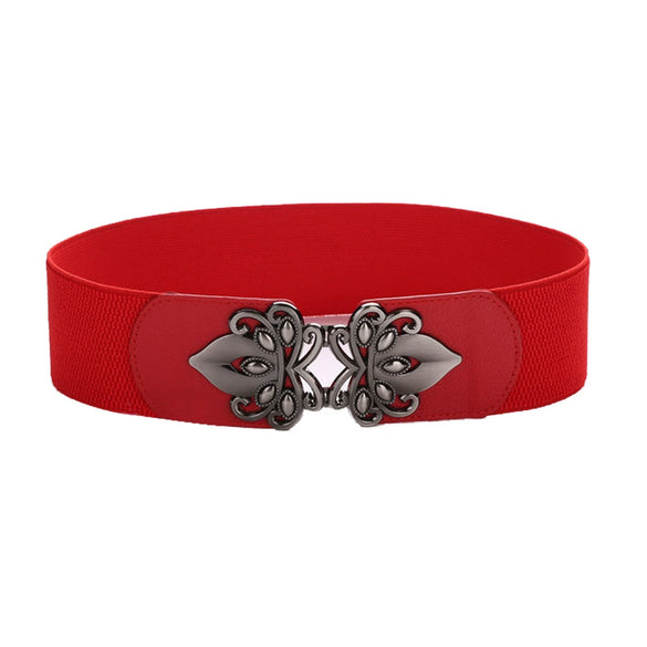 Belt Women's Wide Elastic Alloy Buckle Weaving Decorative