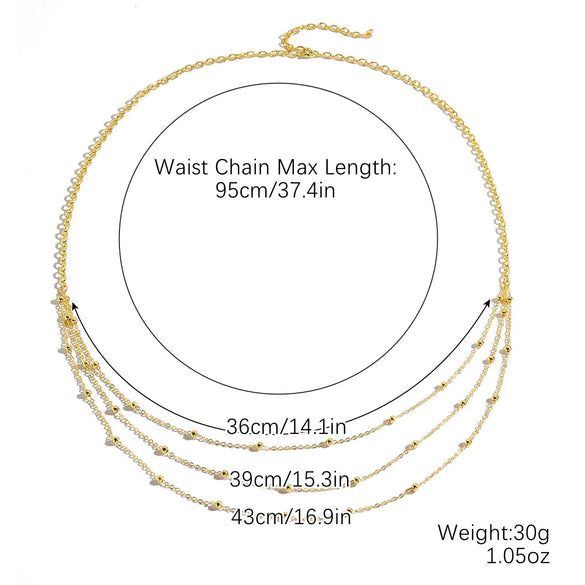 Bikini Navel Waist Chain Metal Multi Layer Pearl All Match Style