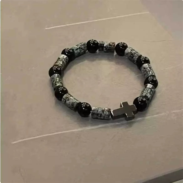 Billiards Bracelet Stone Alloy Geometric Cross Enamel Handmade Unisex