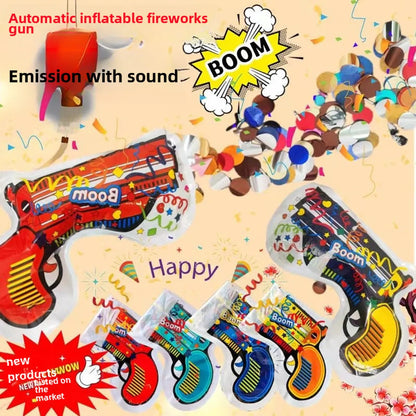 Birthday Atmosphere Party Wedding Salute Wedding Pistol Automatic Inflatable Fireworks Gun Stick Fireworks Gun Handheld Spray Tube