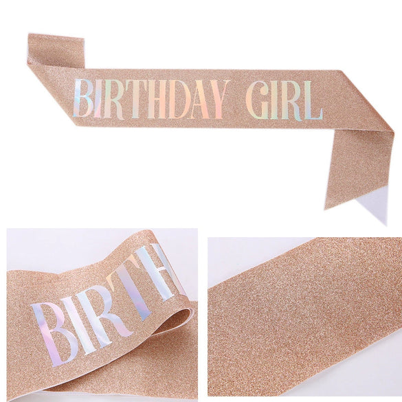 Birthday Crown Shoulder Strap Set Alloy Gold Powder Electroplating Simple Geometric Style For Girls