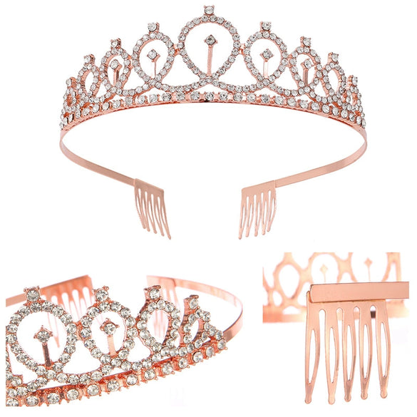 Birthday Crown Shoulder Strap Set Alloy Gold Powder Electroplating Simple Geometric Style For Girls