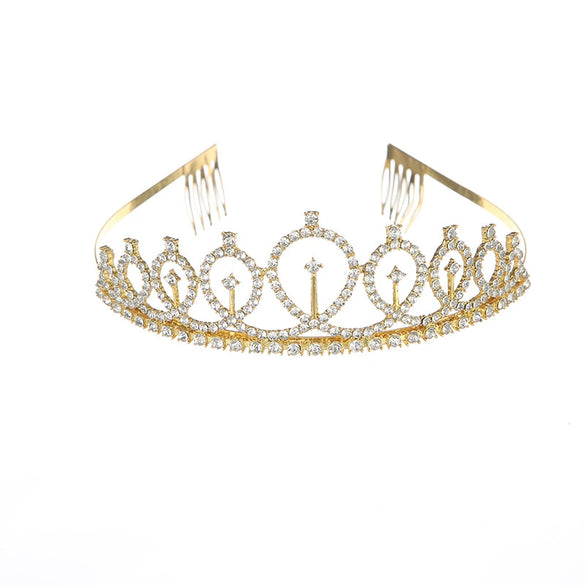 Birthday Crown Shoulder Strap Set Alloy Gold Powder Electroplating Simple Geometric Style For Girls