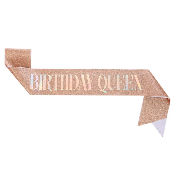 Birthday Crown Shoulder Strap Set Alloy Gold Powder Electroplating Simple Geometric Style For Girls