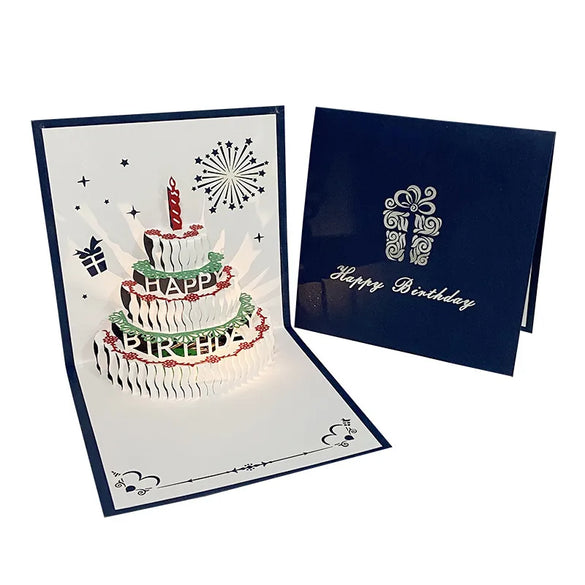 Birthday Greeting Card Music Light 3d 3d Cake Diy Handmade Gift High Sense Blessing Staff Card