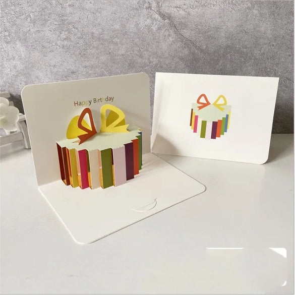 Birthday Greeting Card Music Light 3d 3d Cake Diy Handmade Gift High Sense Blessing Staff Card