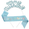 Birthday Hair Band Shoulder Belt Courtesy Belt Set Women's Headwear Hair Accessories Alloy Satin Glitter Cloth Electroplating Oil Dripping Hot Stamping