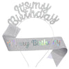 Birthday Hair Band Shoulder Belt Courtesy Belt Set Women's Headwear Hair Accessories Alloy Satin Glitter Cloth Electroplating Oil Dripping Hot Stamping