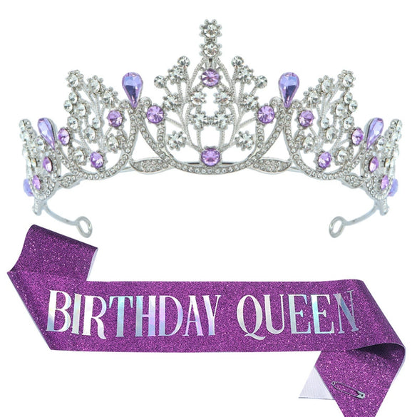 Birthday Party Crown Shoulder Strap Decorative Headdress Alloy Crystal Rhinestone Glitter Cloth Electroplating Hot Pet