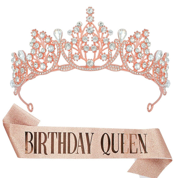 Birthday Party Crown Shoulder Strap Decorative Headdress Alloy Crystal Rhinestone Glitter Cloth Electroplating Hot Pet
