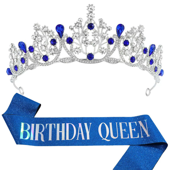 Birthday Party Crown Shoulder Strap Decorative Headdress Alloy Crystal Rhinestone Glitter Cloth Electroplating Hot Pet