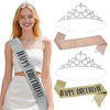 Birthday Party Crown Shoulder Strap 2 Piece Set Zinc Alloy Semimanual And Semimechanical Cloth Ribbon