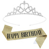 Birthday Party Crown Shoulder Strap 2 Piece Set Zinc Alloy Semimanual And Semimechanical Cloth Ribbon