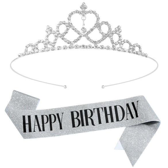 Birthday Party Crown Shoulder Strap 2 Piece Set Zinc Alloy Semimanual And Semimechanical Cloth Ribbon