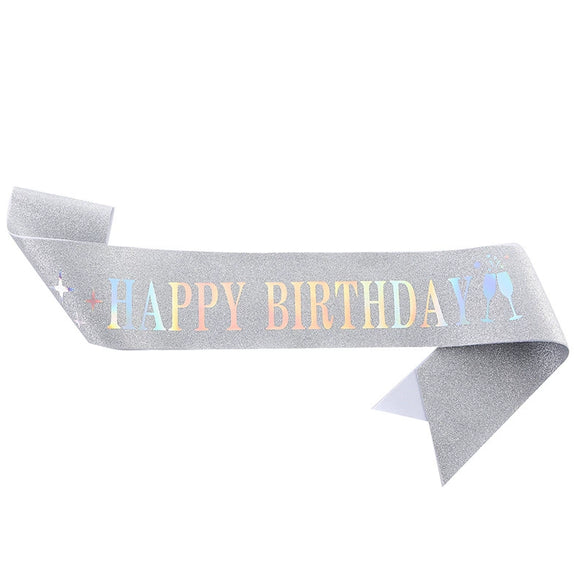 Birthday Shoulder Strap Dress Up Satin Cloth Bronzing Printing Ribbon Belt Galloon