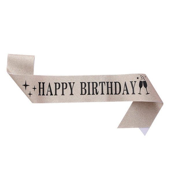 Birthday Shoulder Strap Dress Up Satin Cloth Bronzing Printing Ribbon Belt Galloon