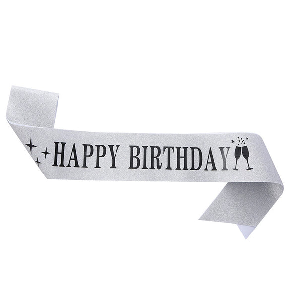 Birthday Shoulder Strap Dress Up Satin Cloth Bronzing Printing Ribbon Belt Galloon
