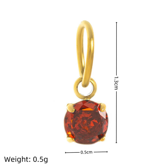 Birthstone Pendant Stainless Steel Geometric Crystal Electroplating Necklace