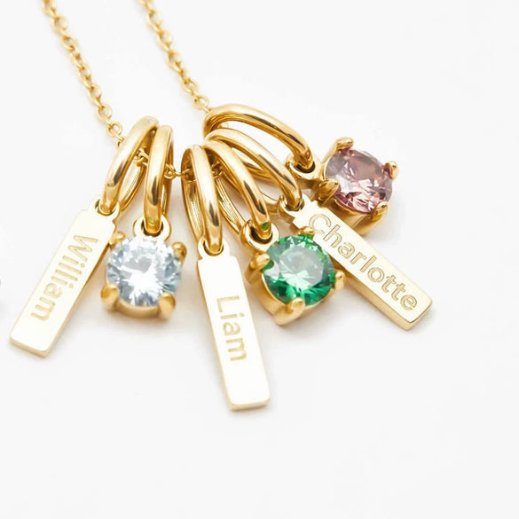 Birthstone Pendant Stainless Steel Geometric Crystal Electroplating Necklace